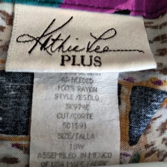 Bright Floral Rayon Blouse by Kathie Lee EUC 18W - Picture 5 of 5